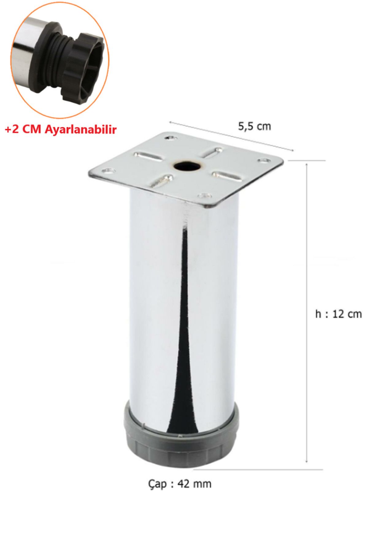 Tablalı Ayarlı Metal Baza Ayağı 12cm